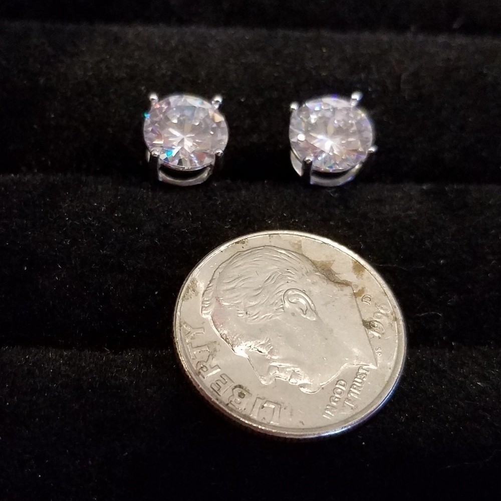 8mm Round CZ in Sterling Silver Post Earrings